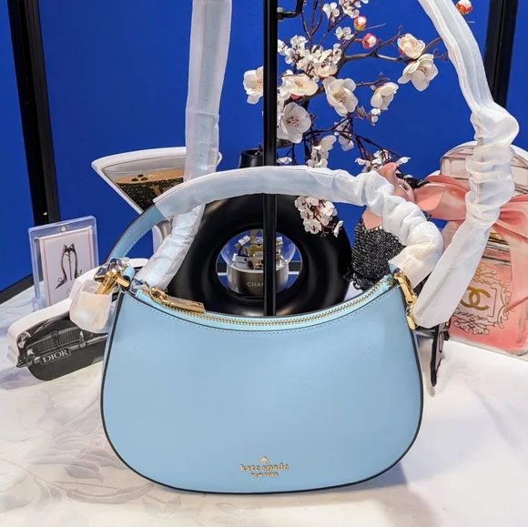 Kate Spade Paige Convertible Crossbody Purse Saffiano Leather Fountain Blue -NEW - Picture 1 of 10